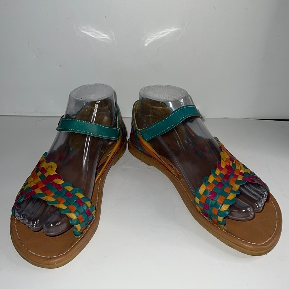 Multicolored Woven Leather Sandals made in Mexico - Picture 5 of 9